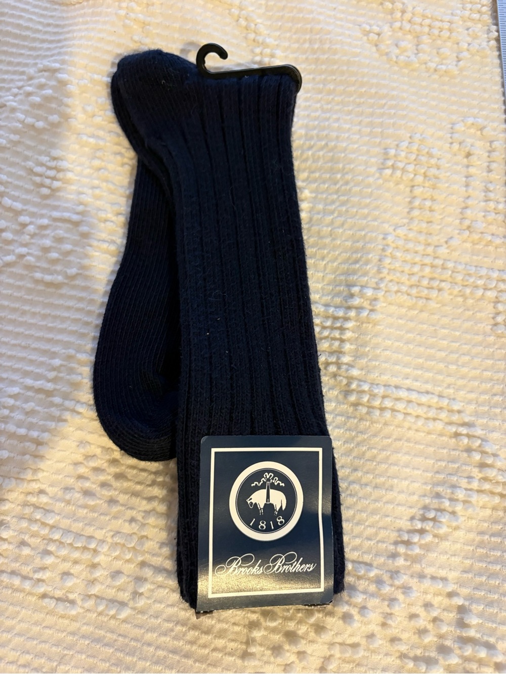Brooks Brothers Navy Ribbed Dress Socks with Brand Tag
